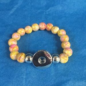 Yellow Faux jade snap buttons bracelet